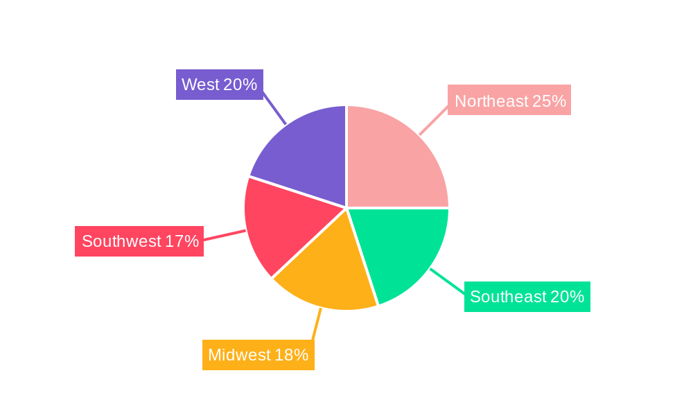 US Sustainable Home Furniture Market Market Share by Region - Global Geographic Distribution